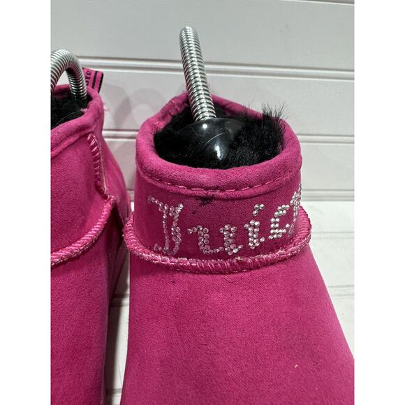 Juicy Couture Women's Size 7 Hot Pink Faux Fur Lined Winter Pull On Boots - Picture 3 of 10